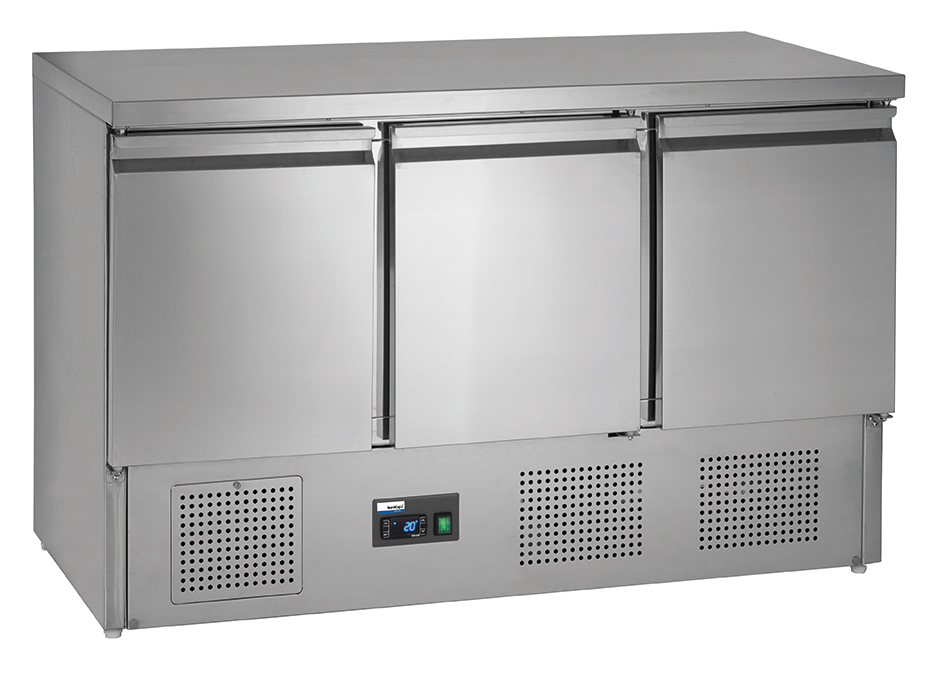 COOL by Nordcap Kühltisch KT-9-3T, 3 Türen, Edelstahl, Umluftkühlung