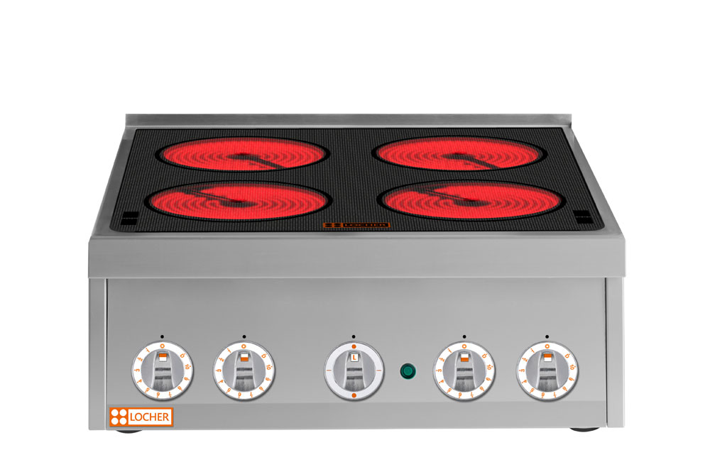 LOCHER 237303 Elektroherd, 4 Kochstellen á 3 kW,  - Strahlheizkörper mit elektronischer Topfe