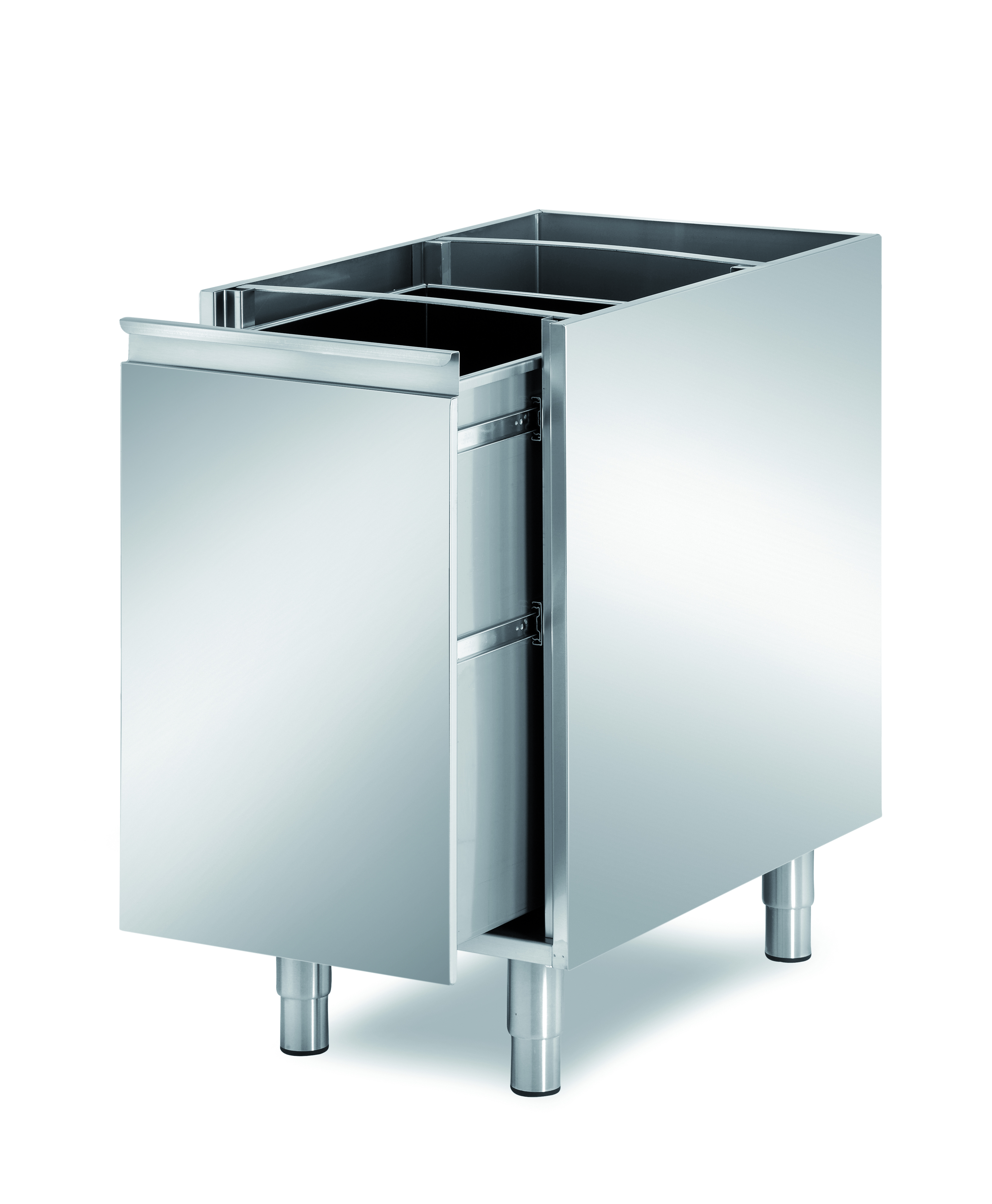 GASTROXTREM Edelstahl-Unterbauelement mit 1 Auszug - Abfallbehälter-Element