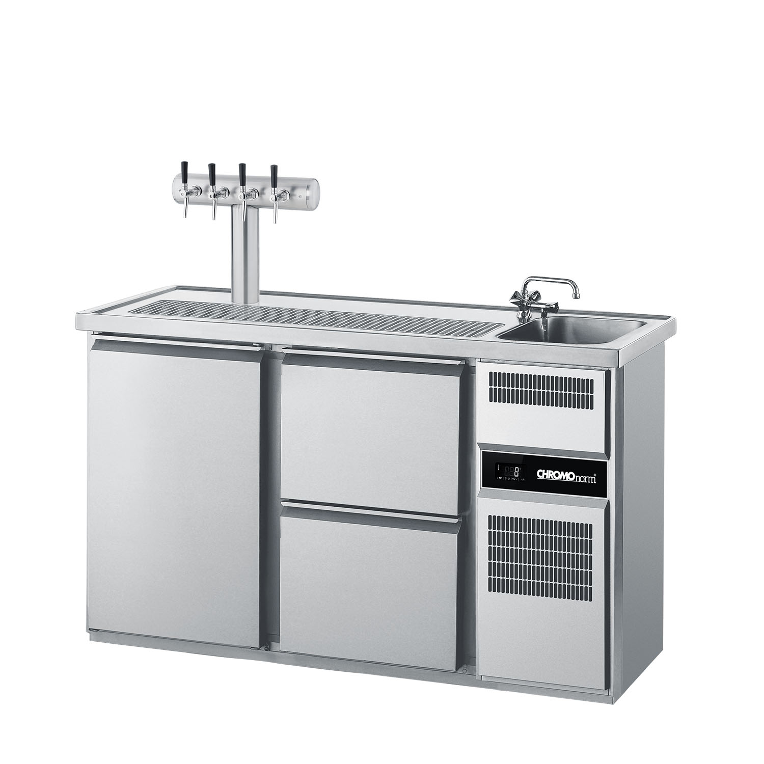 CHROMOnorm BIERTHEKE GN 1/1 - 1 BECKEN RECHTS - 1 TÜR - 2 ZÜGE 1/2