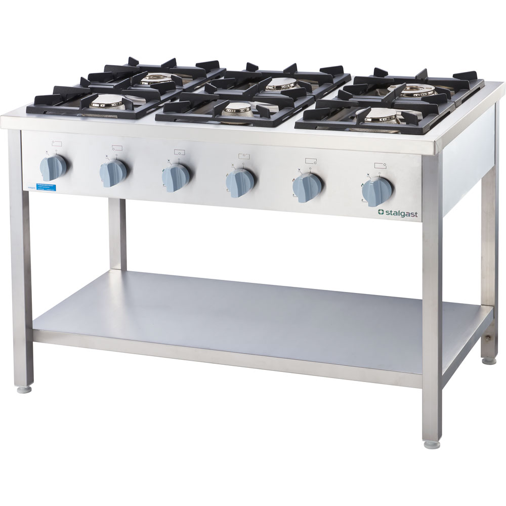 STALGAST Gasherd Serie 700 - G20, 6-Brenner (3,5+3x5+2x7), 1200 x 700 x 850 mm (BxTxH)