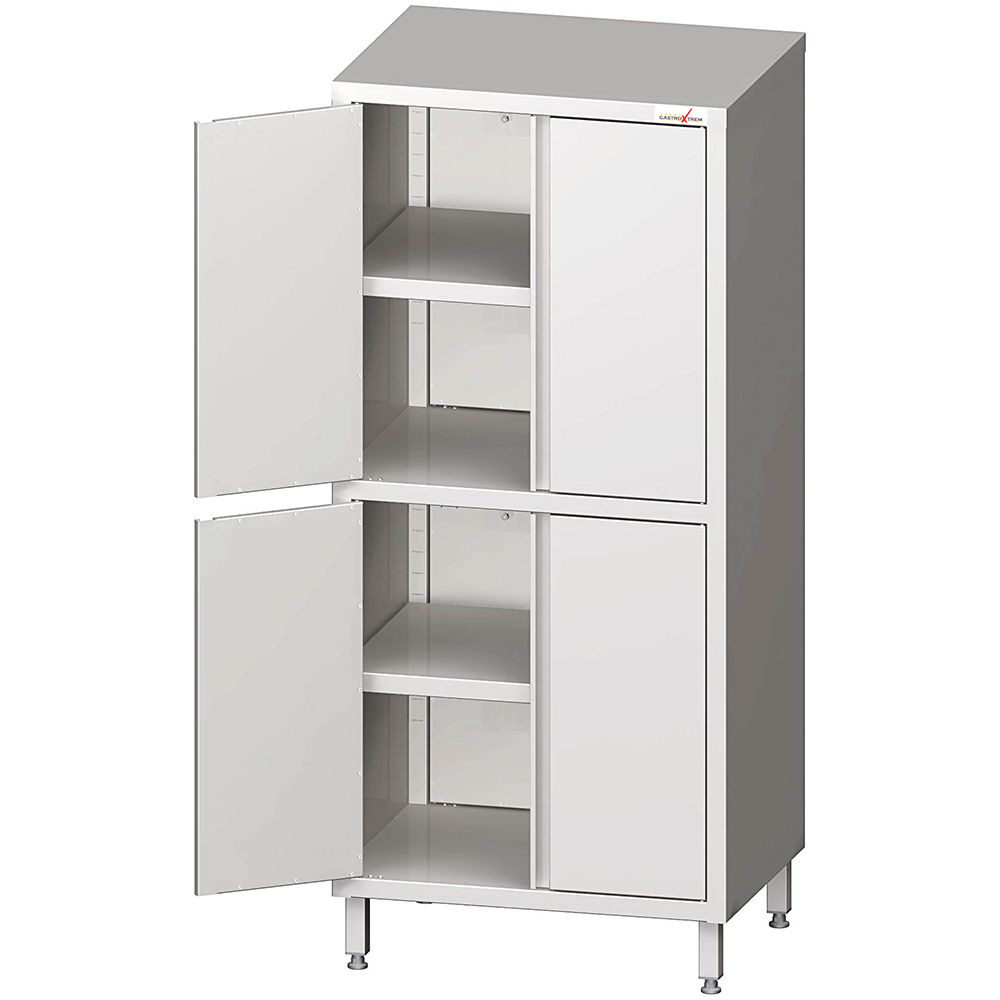GASTROXTREM Edelstahl Hochschrank mit 2 Schrankräumen und Flügeltüren 1800mm Höhe - versch. Ausführu