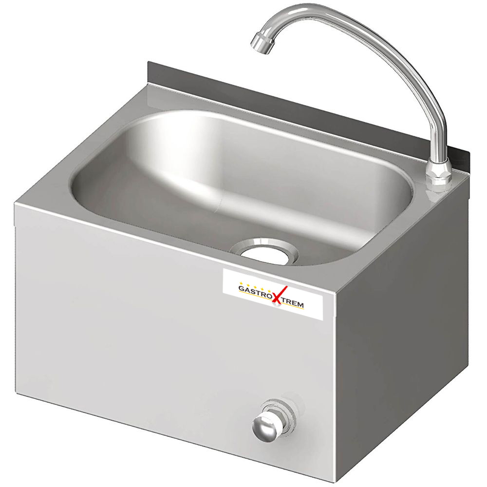 GASTROXTREM Edelstahl Handwaschbecken zur Wandmontage Tiefe 295mm mit Aufkantung