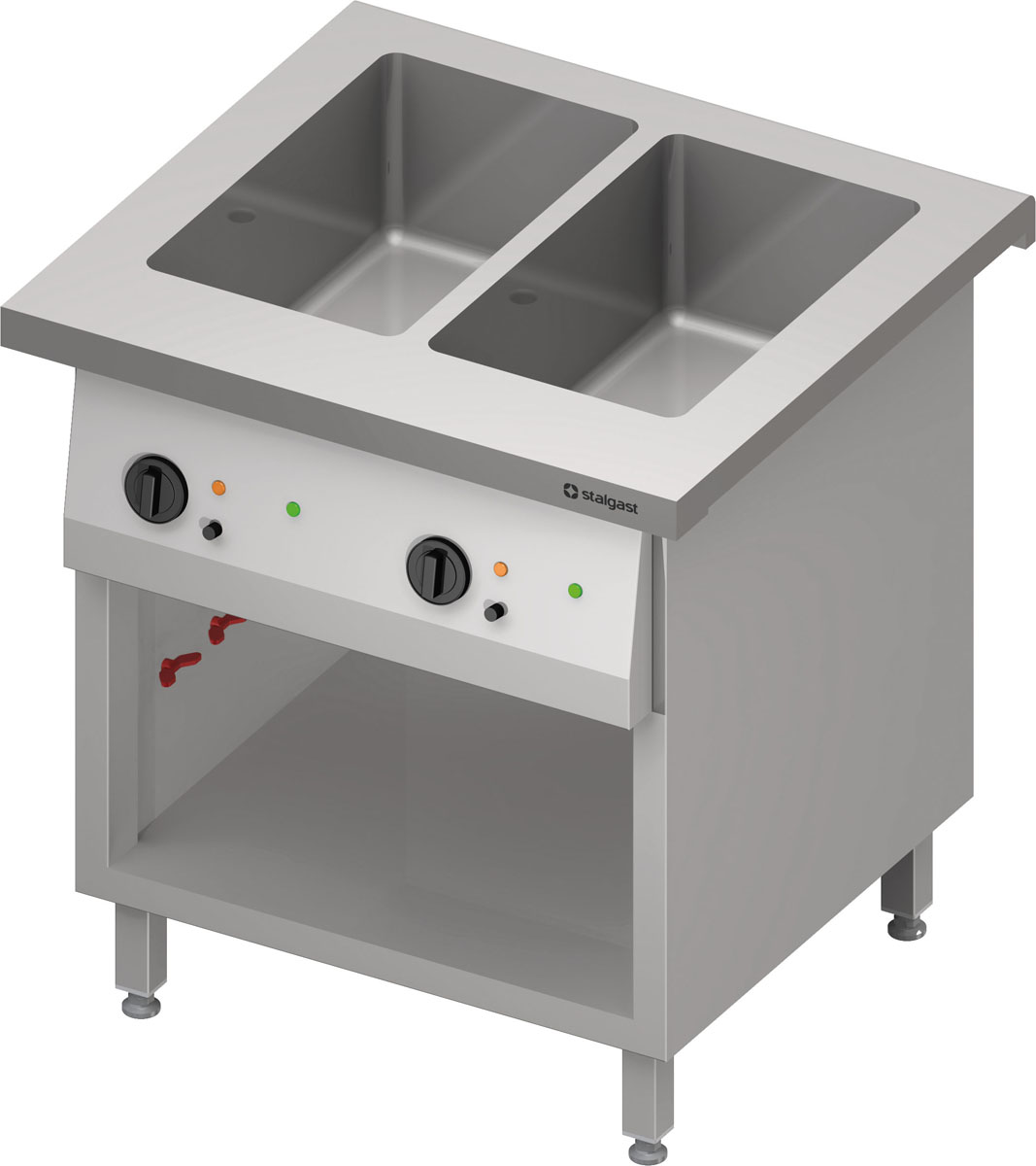 STALGAST Bain-Marie-Station "Free Flow" 2x GN1/1-Becken, 799x735x880 mm Edelstahlabdeckung